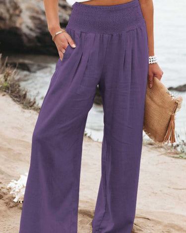 Full Size Smocked Waist Wide Leg Pants - Refine 1977