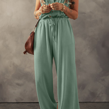 Drawstring Wide Strap Wide Leg Overalls - Refine 1977