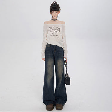 Retro Loose Micro-flared Jeans For Women