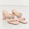 MMShoes Leave A Little Sparkle Rhinestone Block Heel Sandal in Pink - Refine 1977