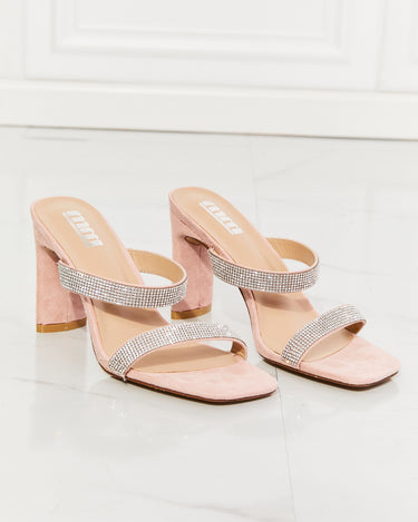 MMShoes Leave A Little Sparkle Rhinestone Block Heel Sandal in Pink - Refine 1977