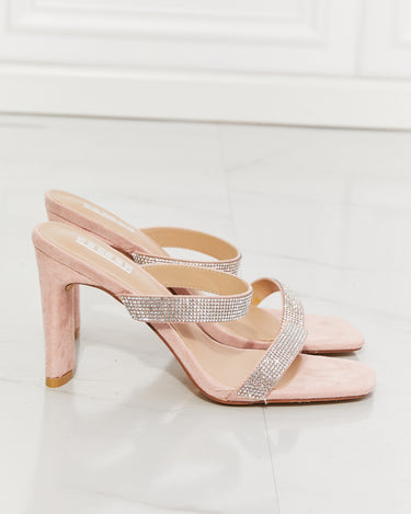 MMShoes Leave A Little Sparkle Rhinestone Block Heel Sandal in Pink - Refine 1977