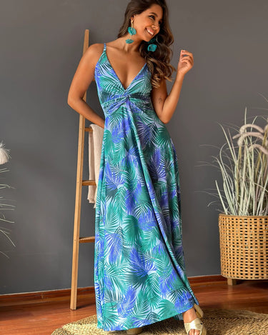 Twisted Printed V-Neck Cami Dress - Refine 1977