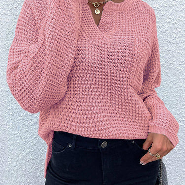 Notched Long Sleeve Sweater - Refine 1977