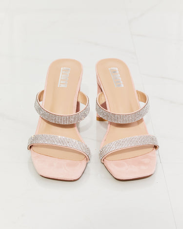 MMShoes Leave A Little Sparkle Rhinestone Block Heel Sandal in Pink - Refine 1977