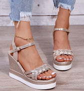 Buckle Platform Wedge Sandals - Refine 1977